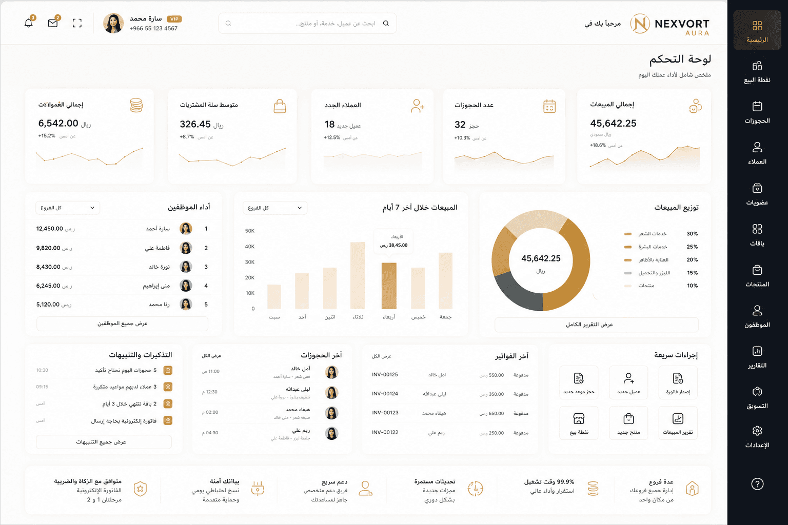 Nexvort Aura dashboard